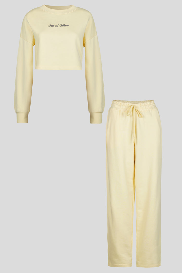 'Out Of Office' Yellow Terry Barrel Co-ord Set