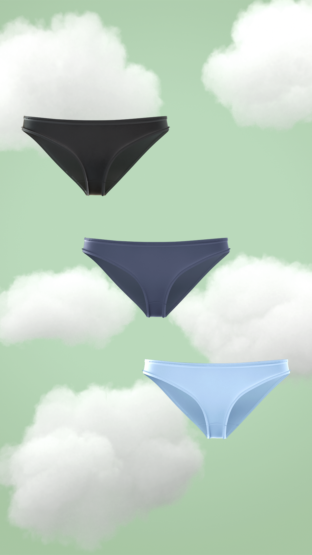 3-Pack Supima® Modal Full Coverage Bikini Nessies-Everyday Blues