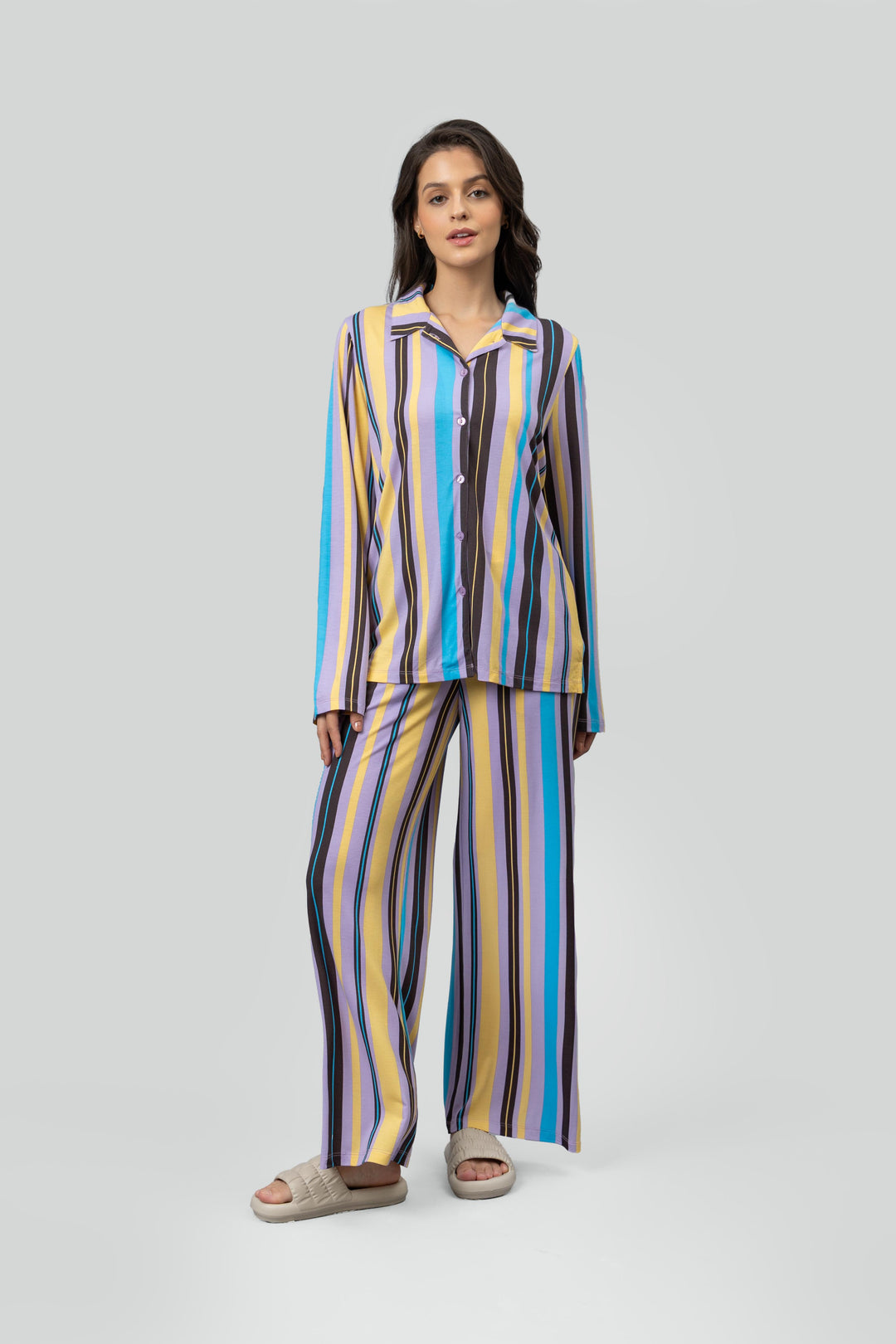 Striped Button Down Pajama Set