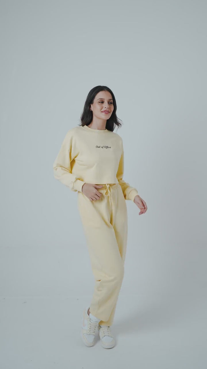 'Out Of Office' Yellow Terry Barrel Co-ord Set