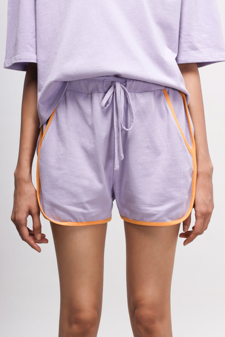 Boxy Purple Cotton Shorts