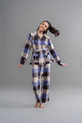 Grey Cotton Plaid Pajama Set
