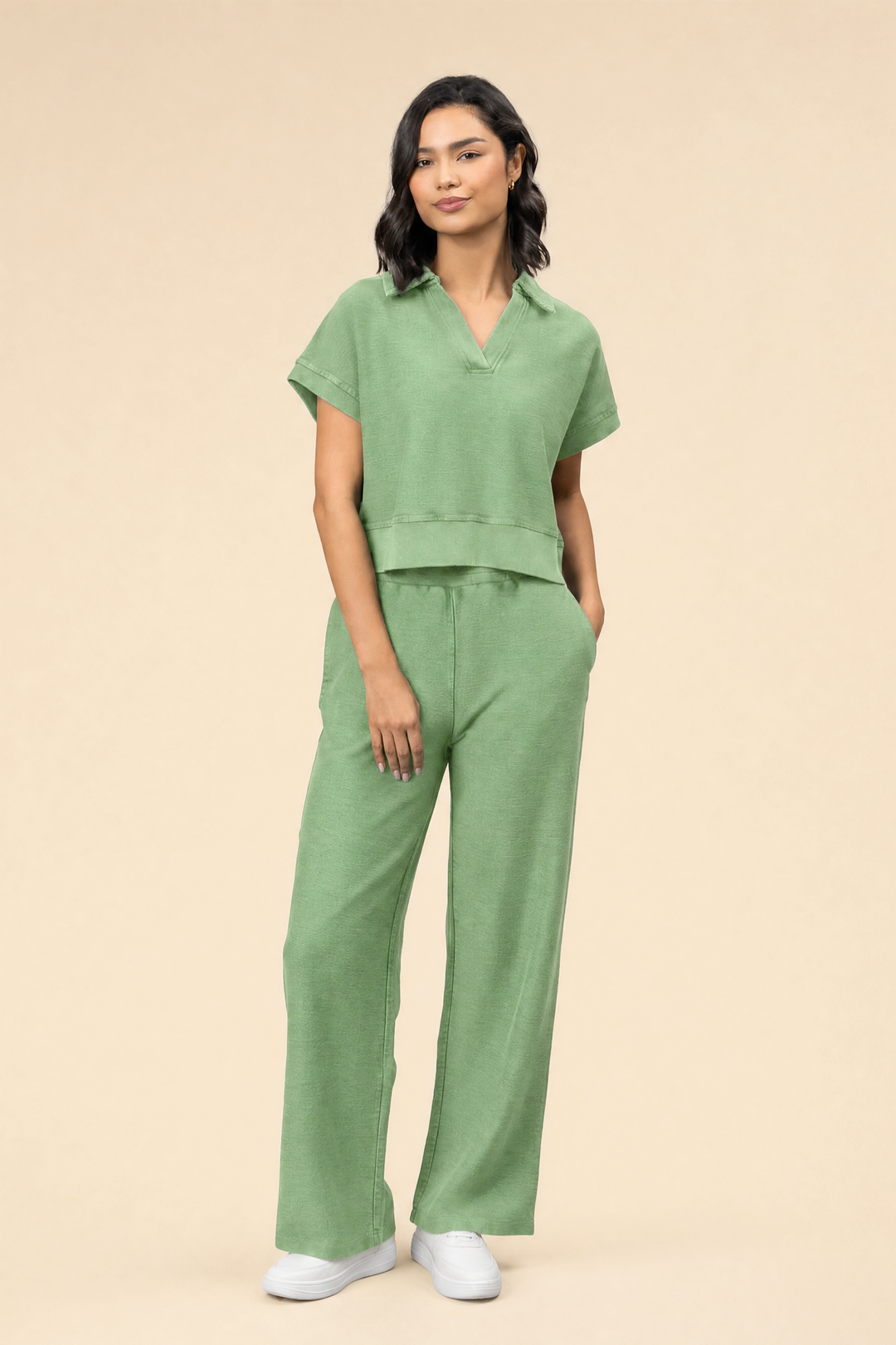 Eucalyptus Reverse Terry Cropped Polo