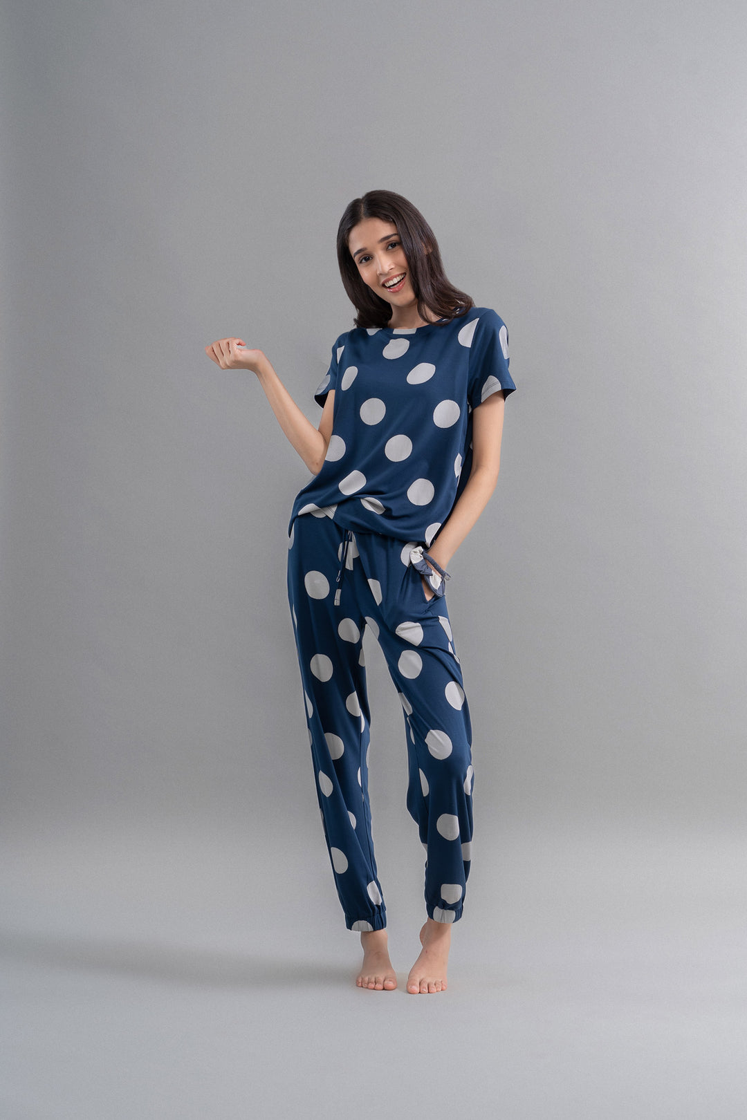 Sleepy Navy Polka Supima Pajama Set