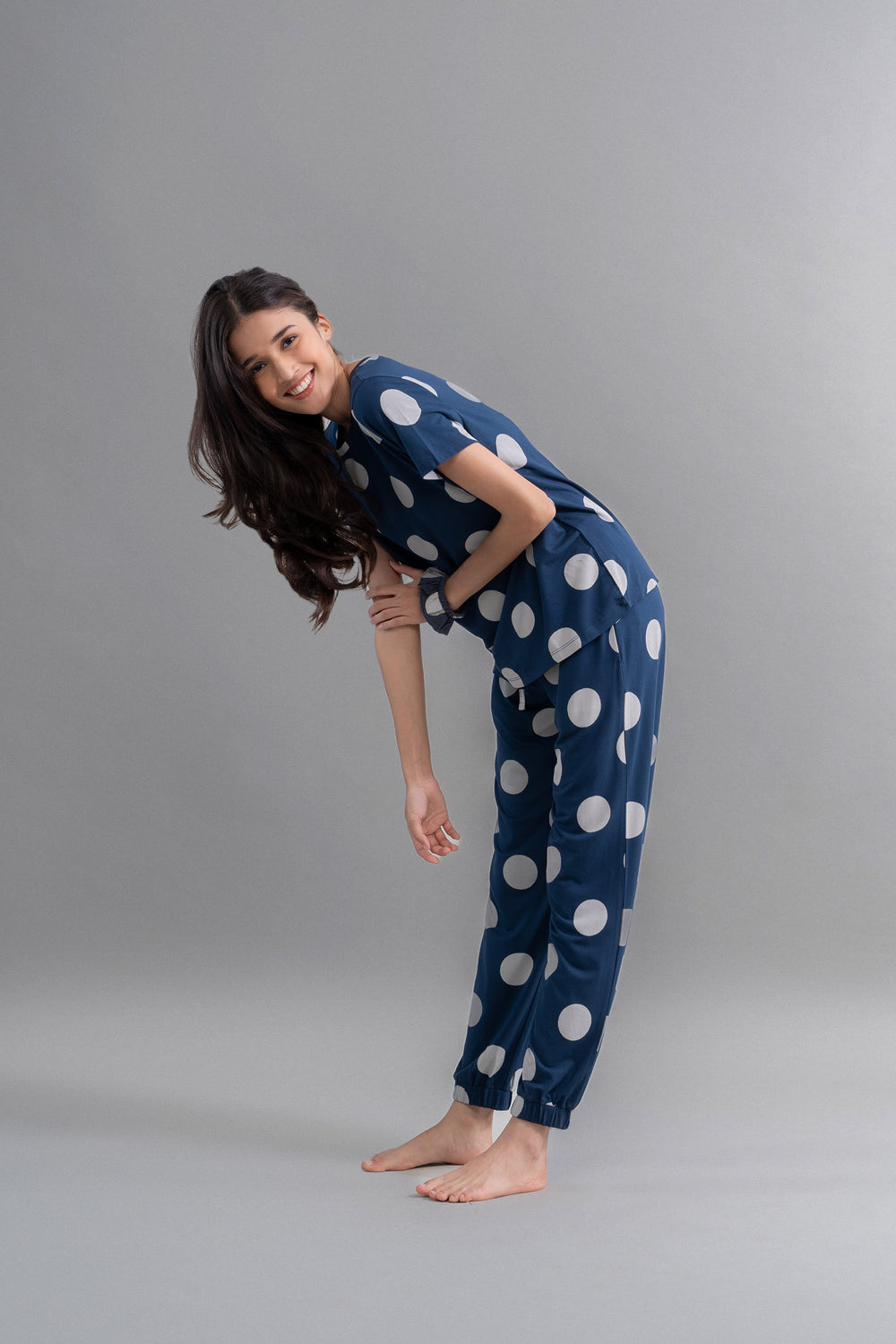 Sleepy Navy Polka Supima Pajama Set