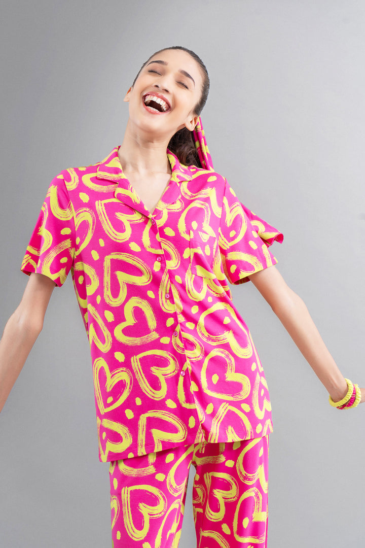 Limited Edition Lovestruck Pink Heart Half Sleeve Shirt