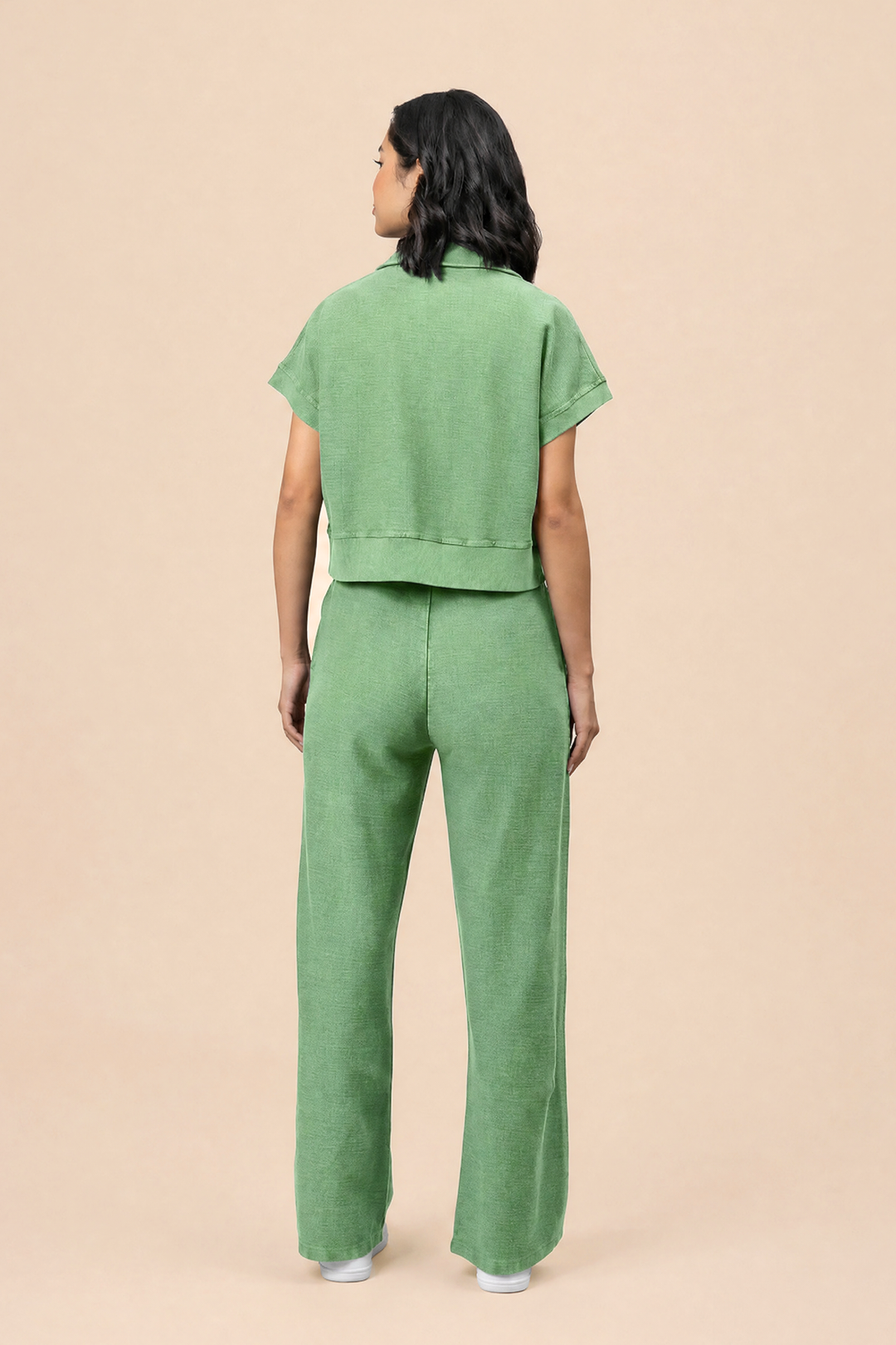 Eucalyptus Reverse Terry Mid-Rise Wide-Leg Pant