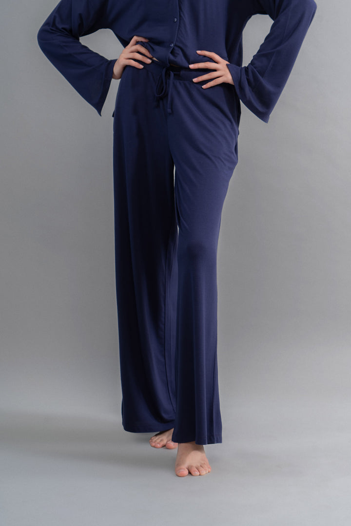 Deep Navy Supima Flared Pajamas for comfort and style.