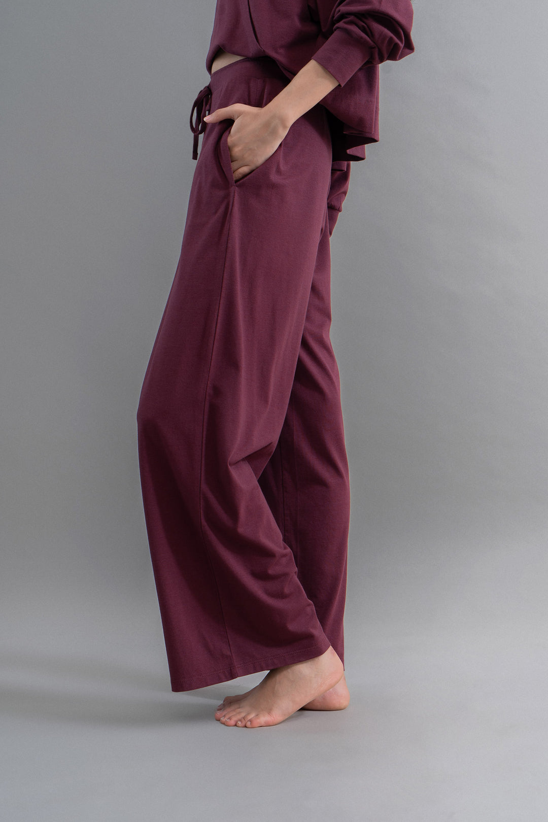Limited Edition Luxflo® Ruby Flared Pajamas displayed on model.