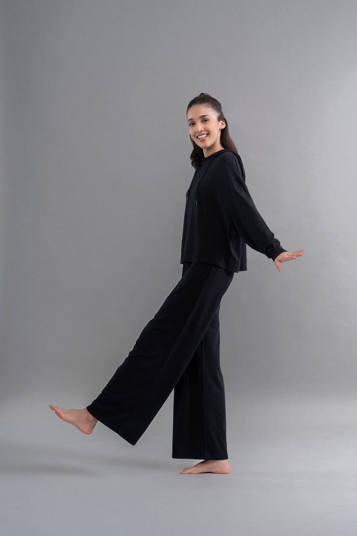 Limited Edition Luxflo® Travel Black Hoodie Set for stylish comfort.