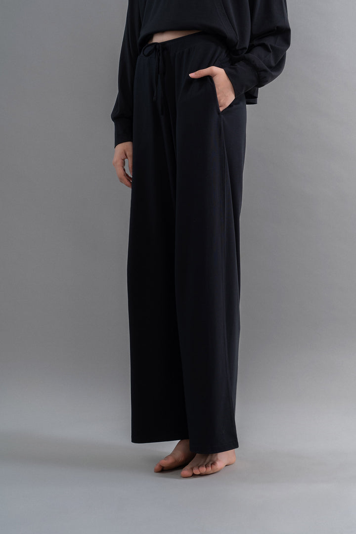 Limited Edition Luxflo® Travel Black Flared Pajamas for stylish comfort.