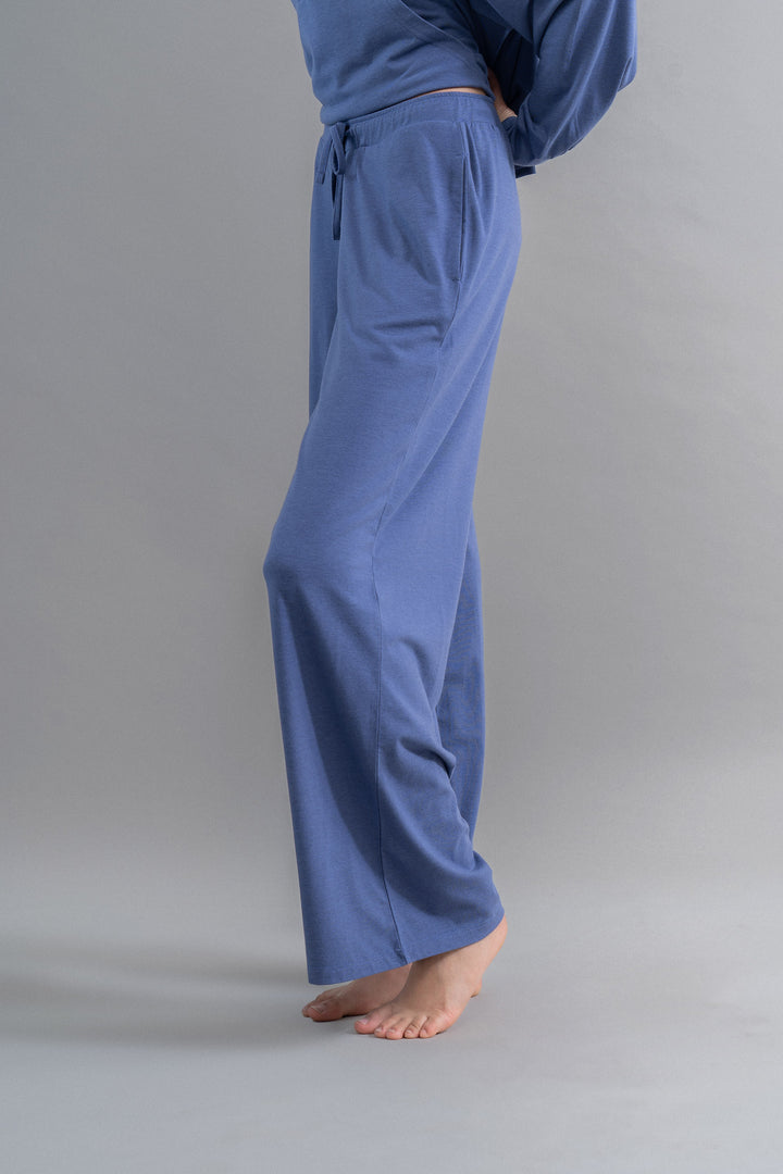 Limited Edition Luxflo® Travel Blue Flared Pajamas for ultimate comfort.