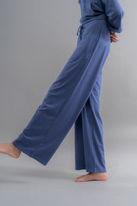 Limited Edition Luxflo® Travel Blue Flared Pajamas for comfortable lounging.