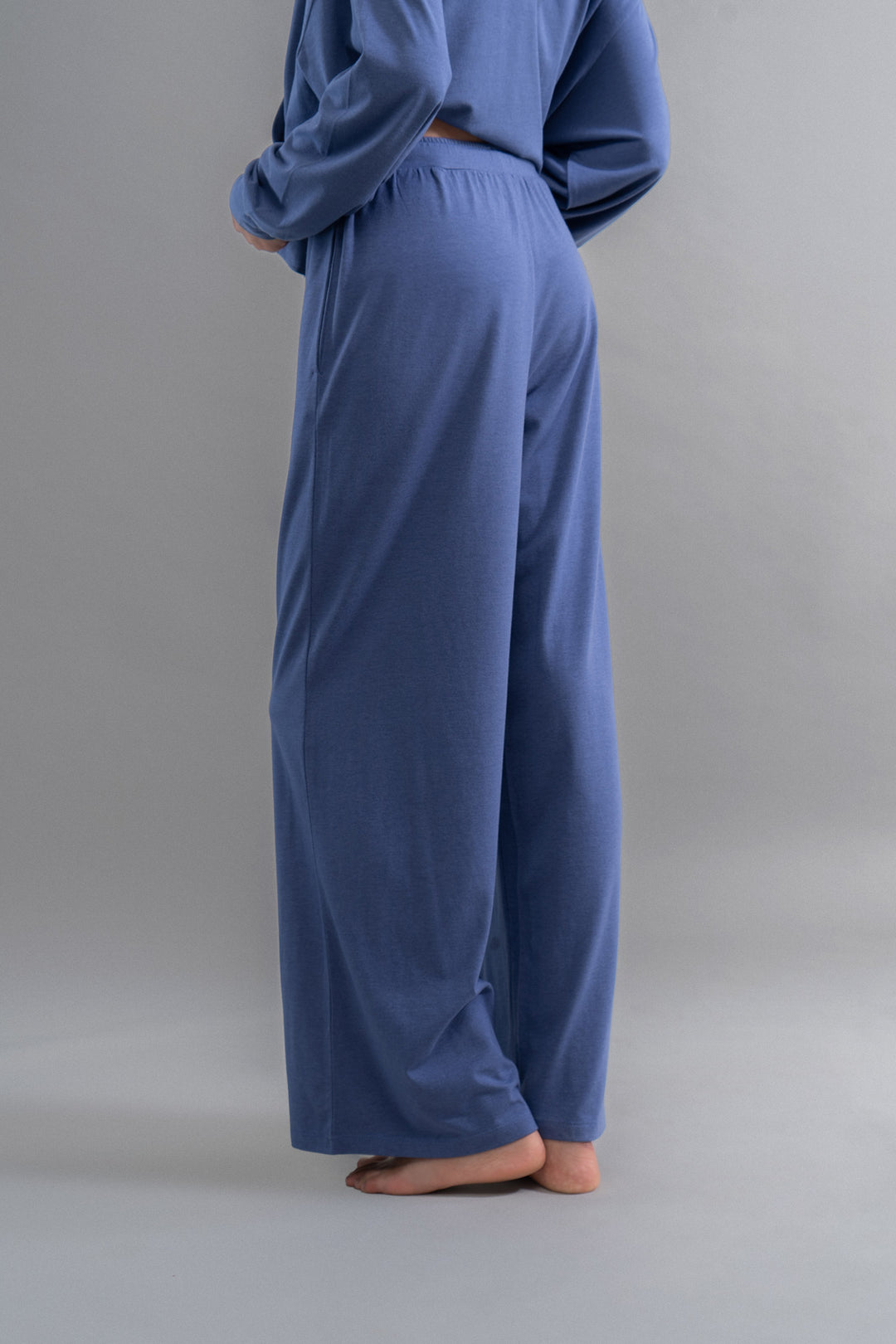 Limited Edition Luxflo® Travel Blue Flared Pajamas, casual comfortable style.