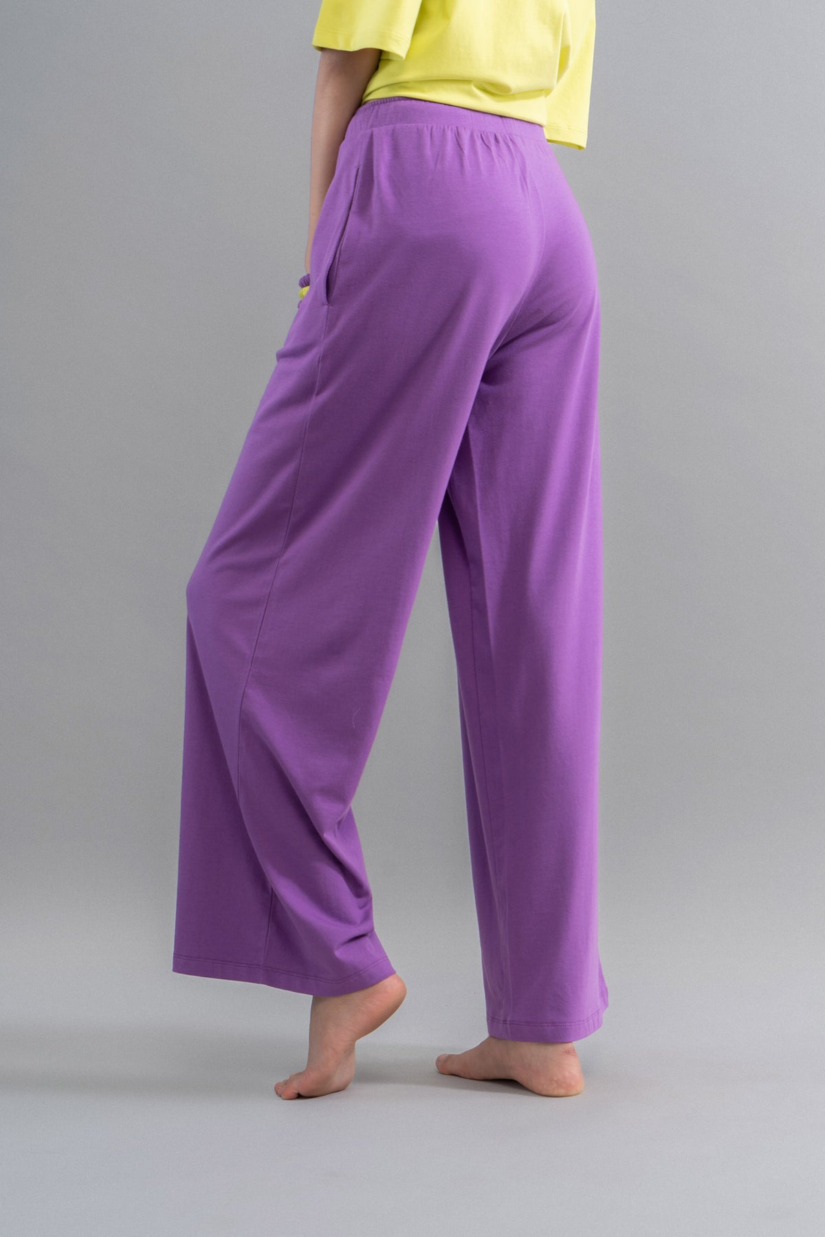 Meadow Violet Supima flared pajamas in soft, relaxed fit for comfort.