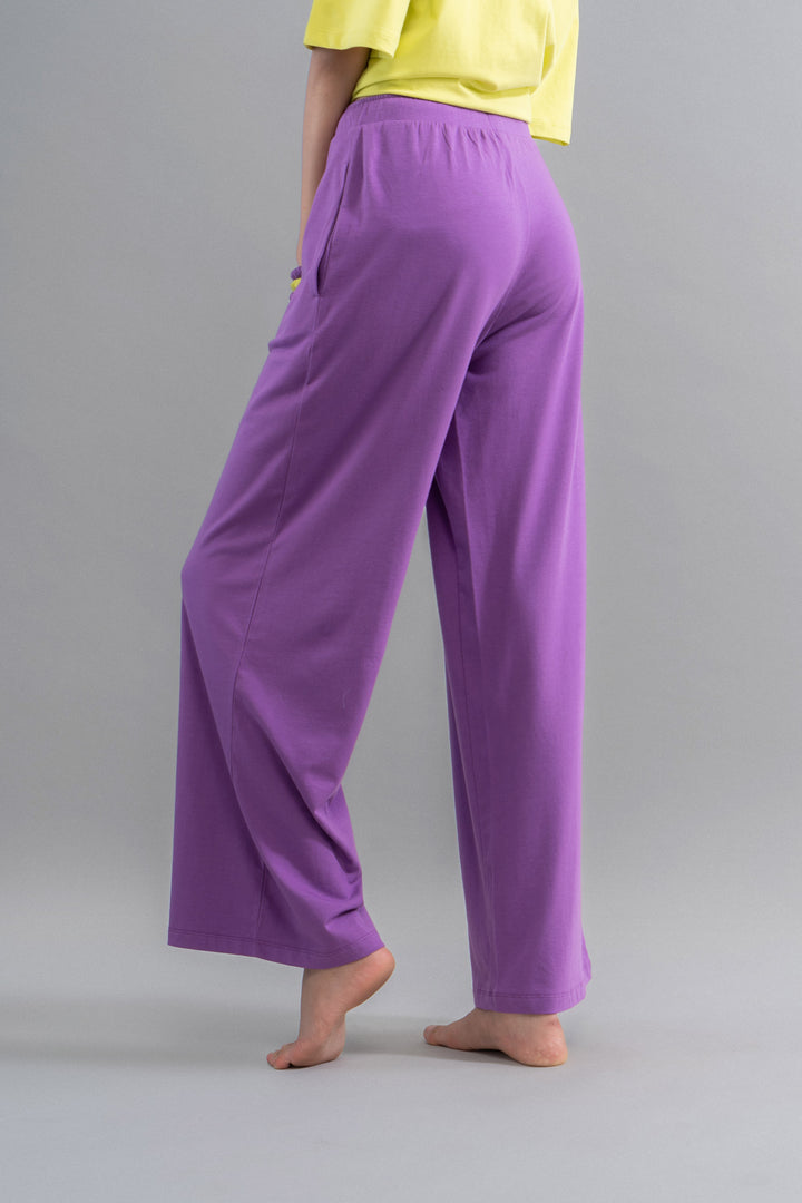 Meadow Violet Supima flared pajamas in soft, relaxed fit for comfort.
