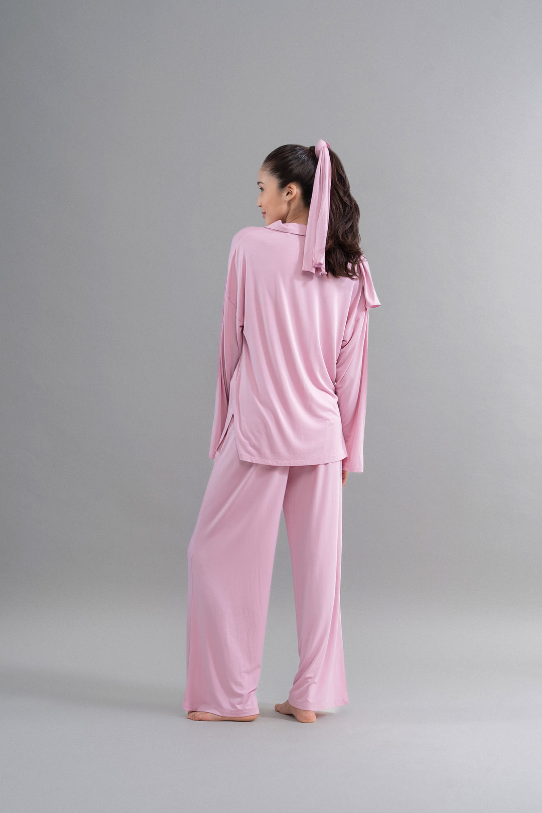 Deep pink modal button-down pajama set for comfortable lounging.