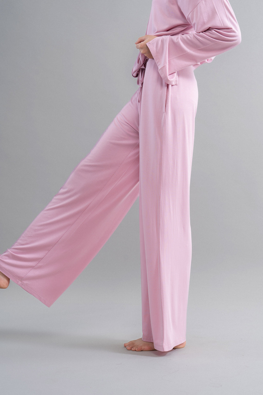 Deep pink modal flared pajamas with stylish wide legs and comfort.