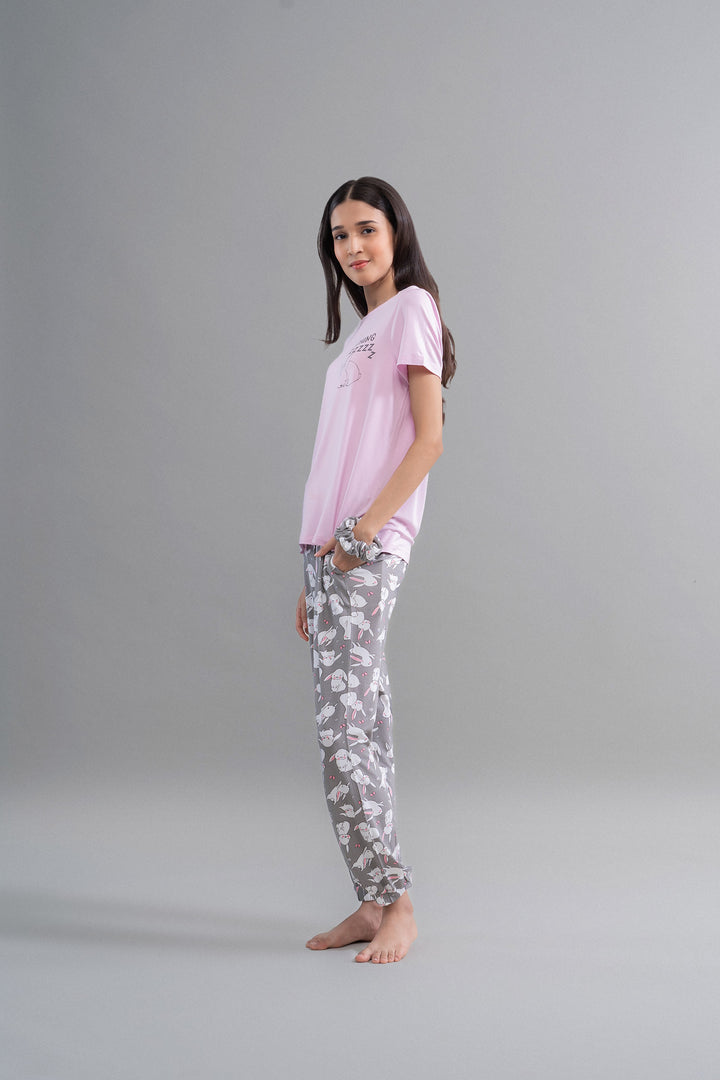 Cuddly Bunny Regular T-Shirt with comfortable pajama pants for casual wear.