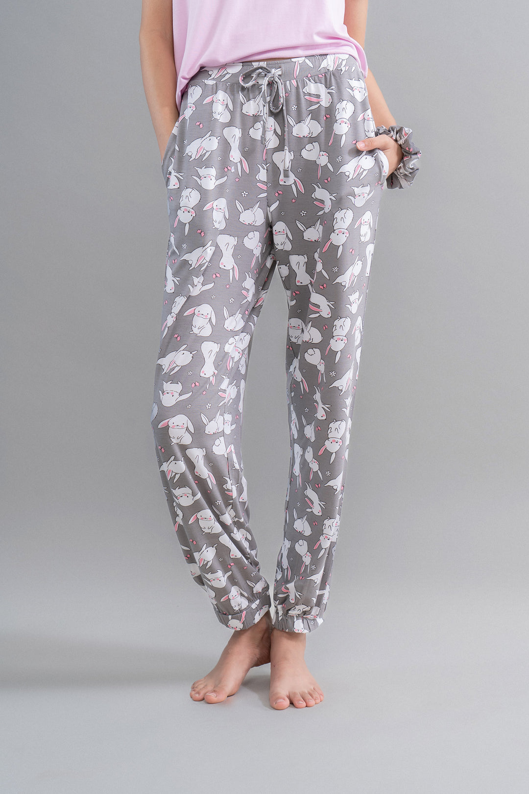 Cuddly Bunnies Grey Modal Cuffed Bottoms