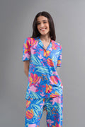 Hawaii Flower Modal Button Down Half Sleeve Shirt