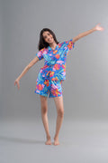 Hawaii Flower Modal Blue Shorts Set