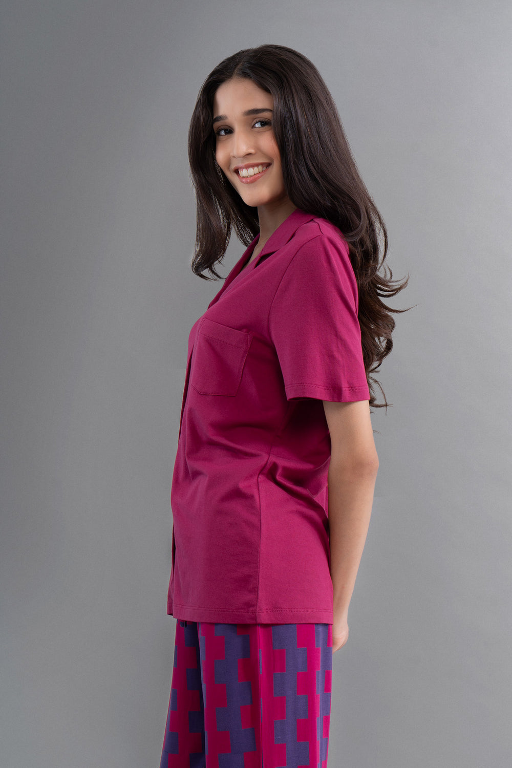 Ruby Supima Half Sleeve Button Down Shirt
