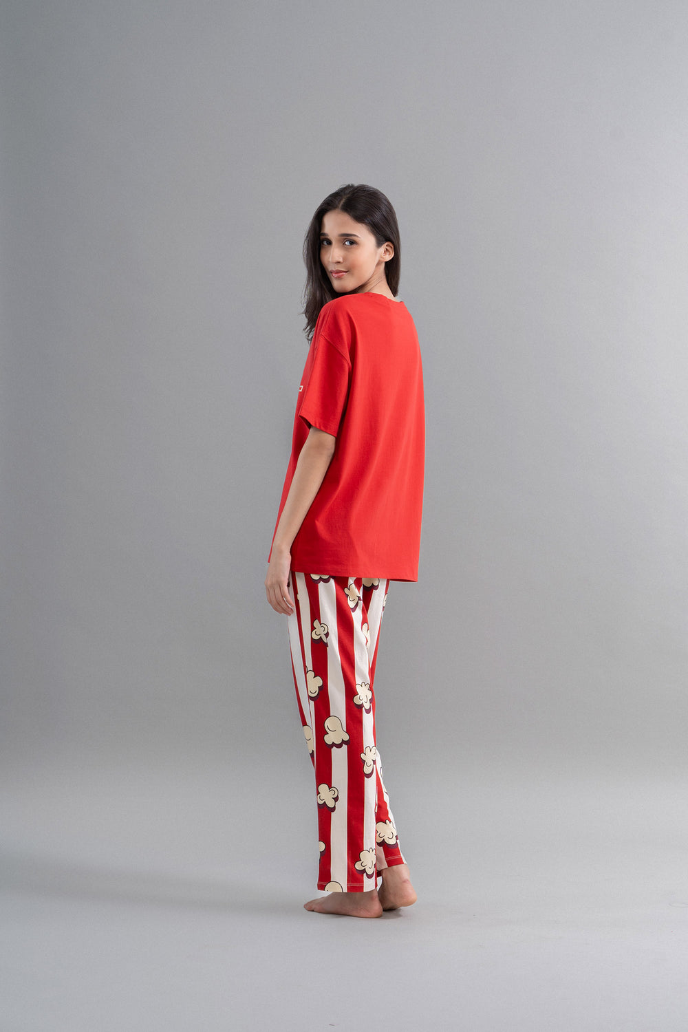 Movie Night Red Straight Pajama Set
