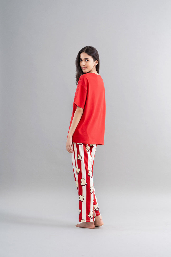 Movie Night Red Straight Pajamas