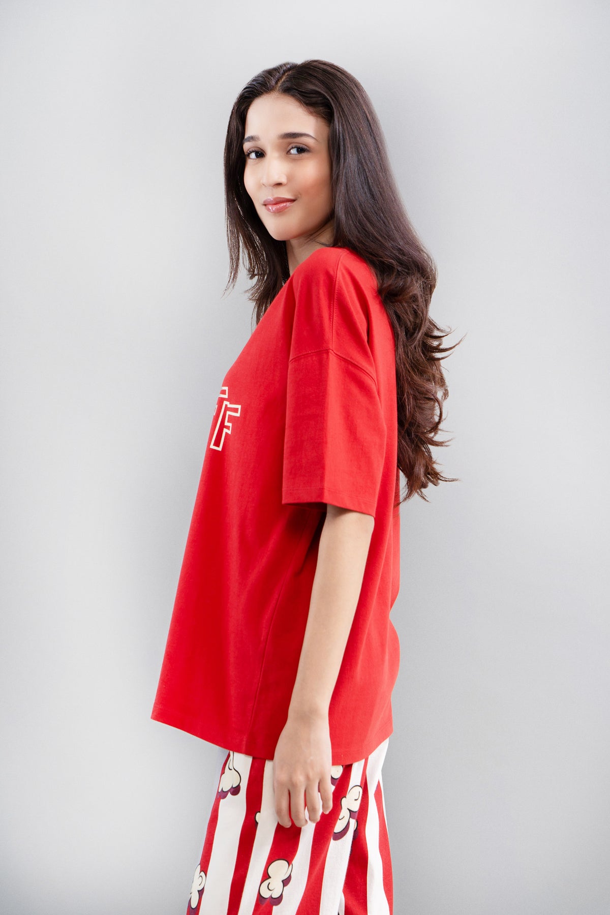 Red Pop Off Oversized T-Shirt