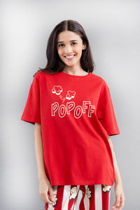 Red Pop Off Oversized T-Shirt