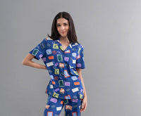 Wanderlust Blue Modal Half Sleeve Shirt with travel-inspired print.