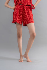 Lovestruck Hearts Red Shorts with playful heart pattern for casual wear.