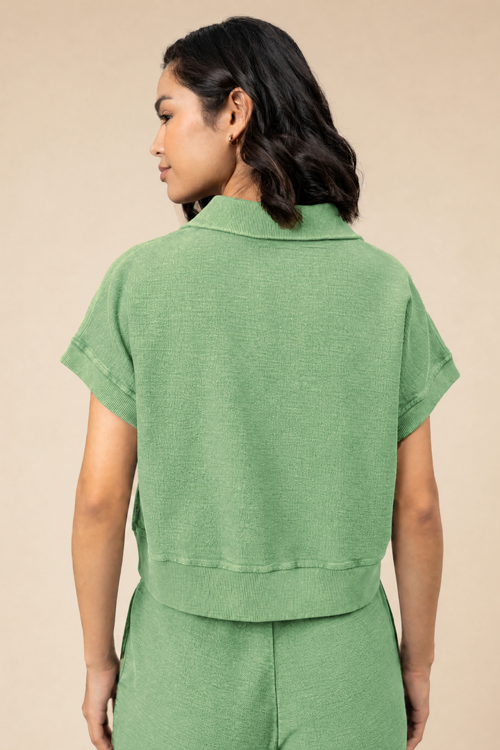 Eucalyptus Reverse Terry Cropped Polo