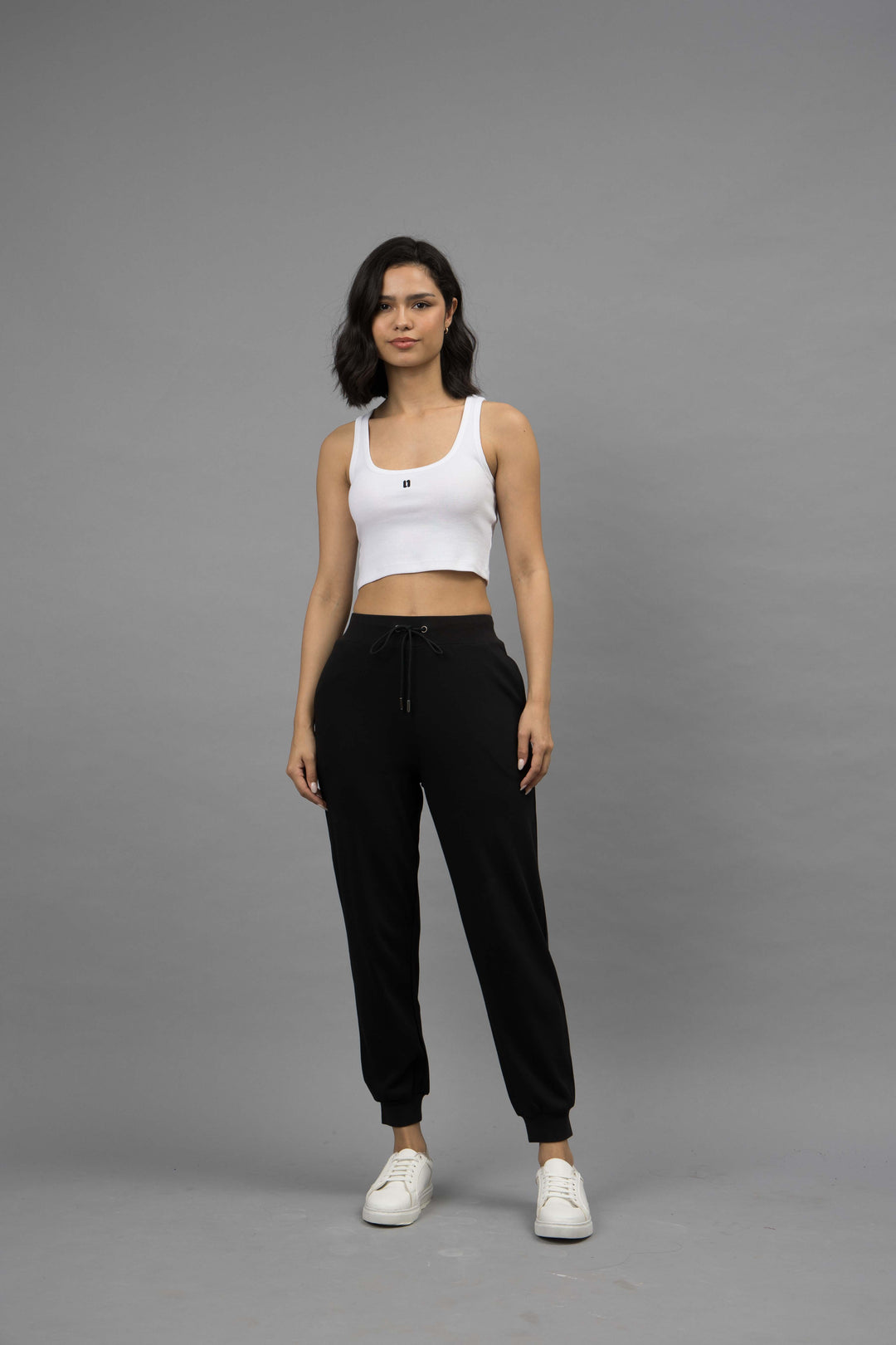 Black Lounge jogger set with crop Tank - Main Image