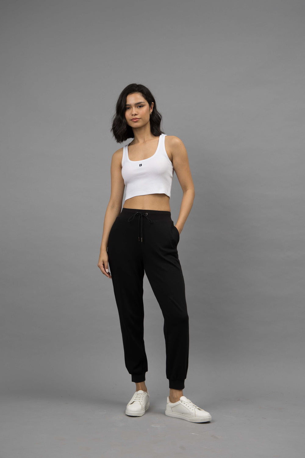 Black Lounge jogger set with crop Tank