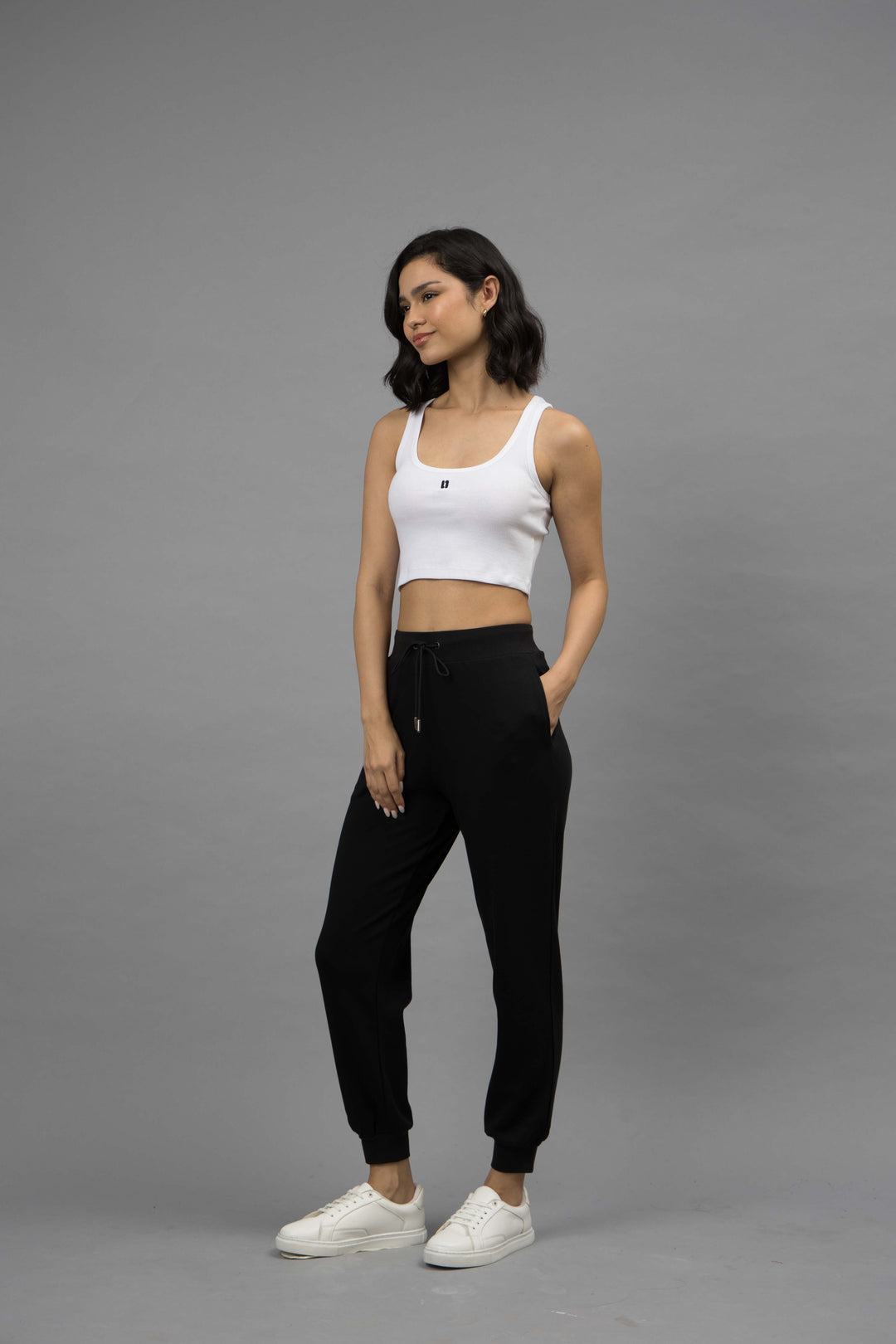 Black Lounge jogger set with crop Tank