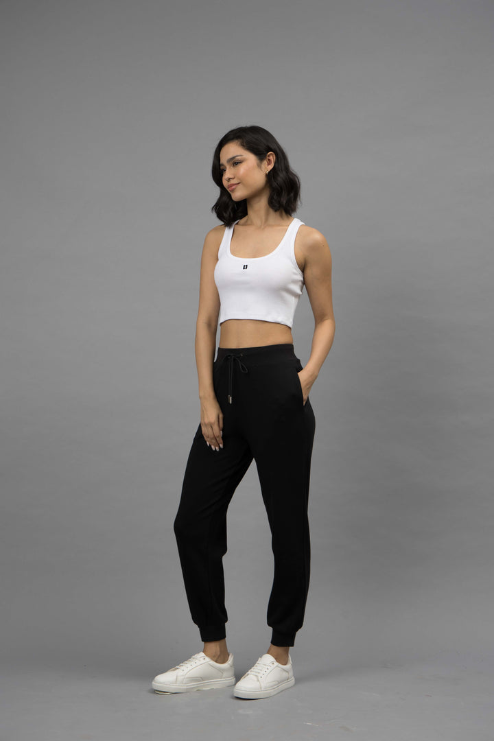 Black Lounge jogger set with crop Tank