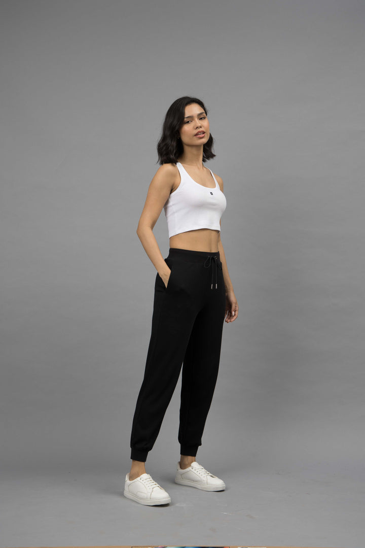Black Lounge jogger set with crop Tank