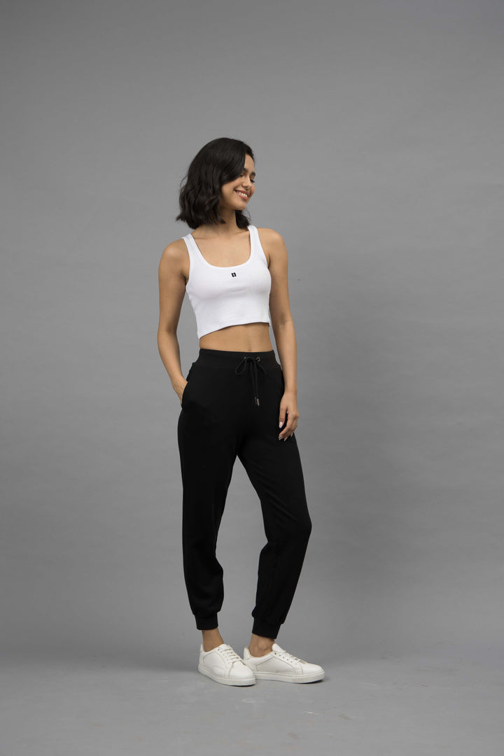 Black Lounge jogger set with crop Tank