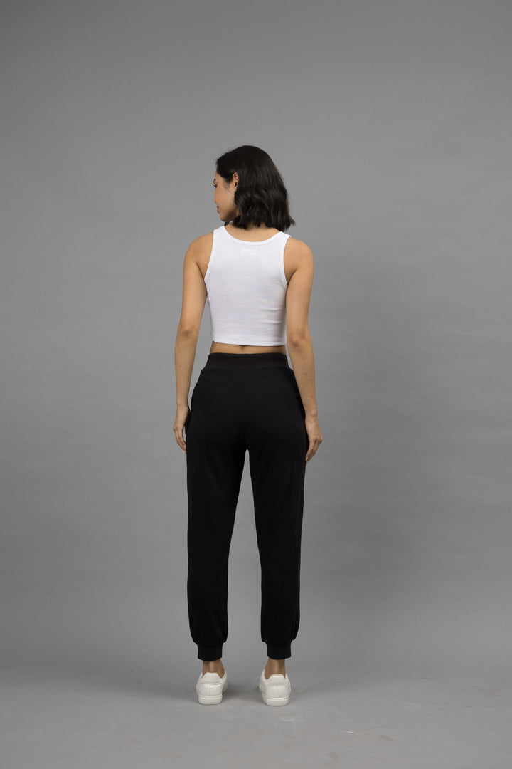 Black Lounge jogger set with crop Tank