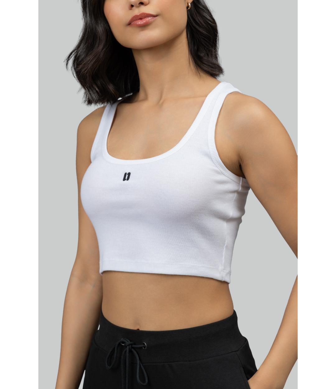 White Rib Crop Tank top