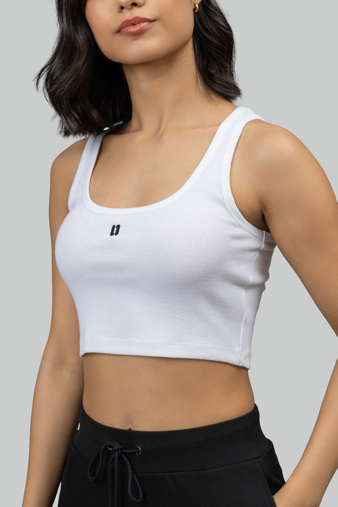 White Rib Crop Tank top
