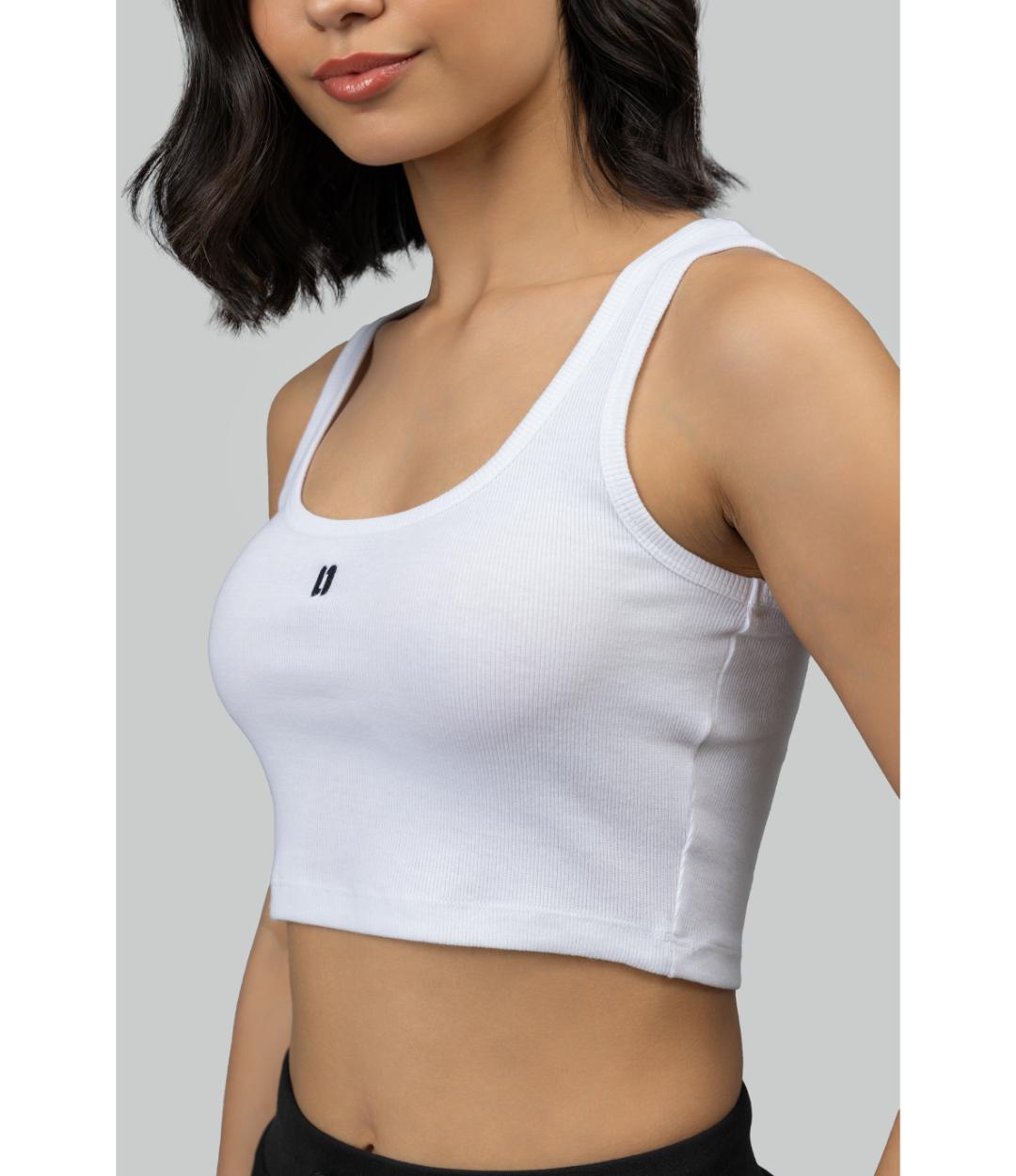 White Rib Crop Tank top