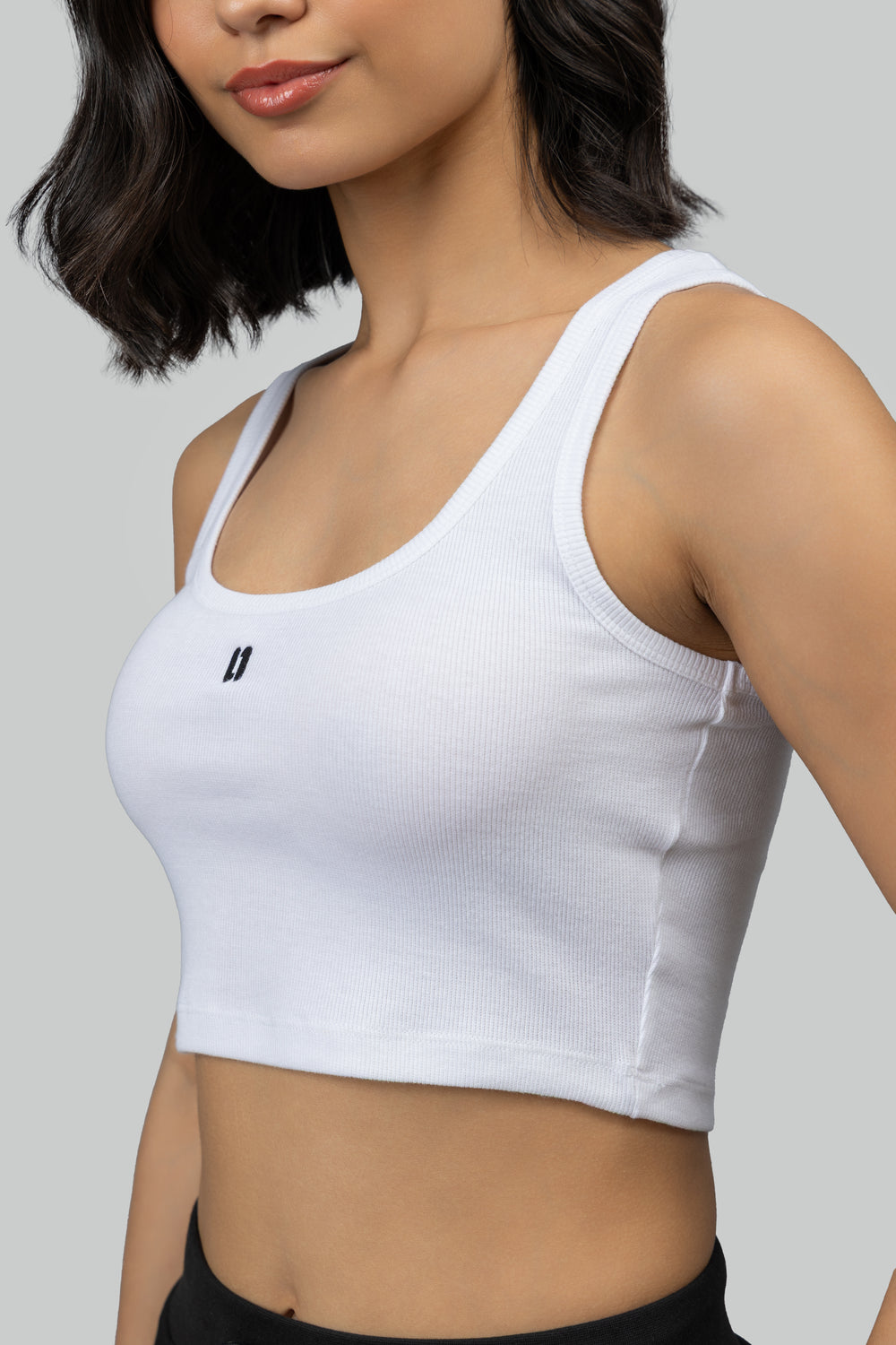 White Rib Crop Tank top