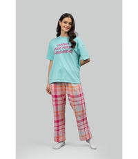 Pink Plaid Party Pajama Set With Foodie Tee