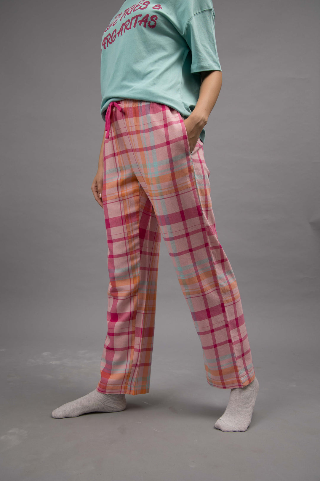 Pink Plaid Straight Pajamas