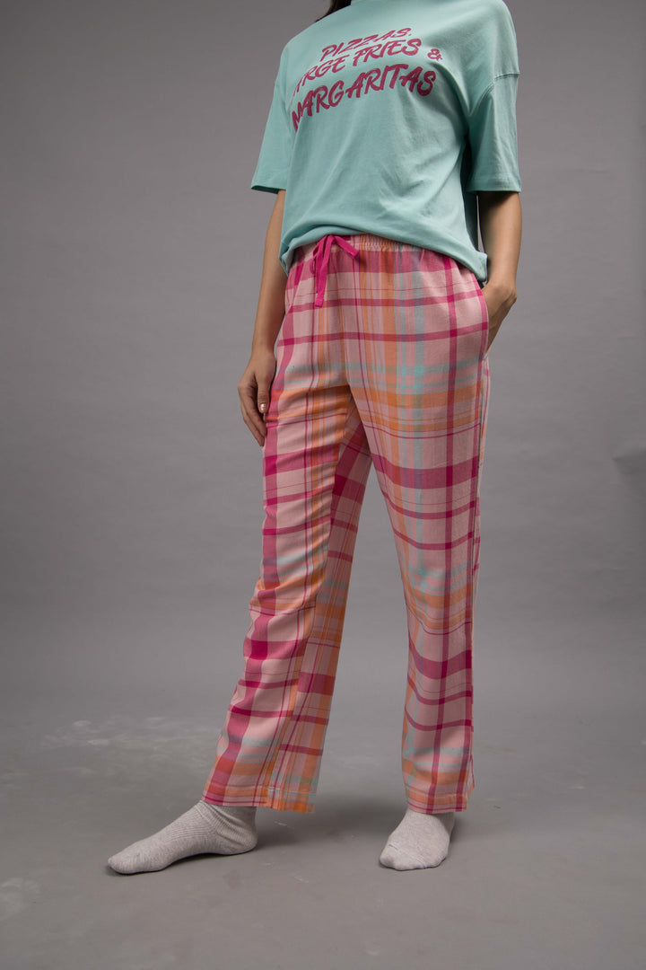 Pink Plaid Straight Pajamas