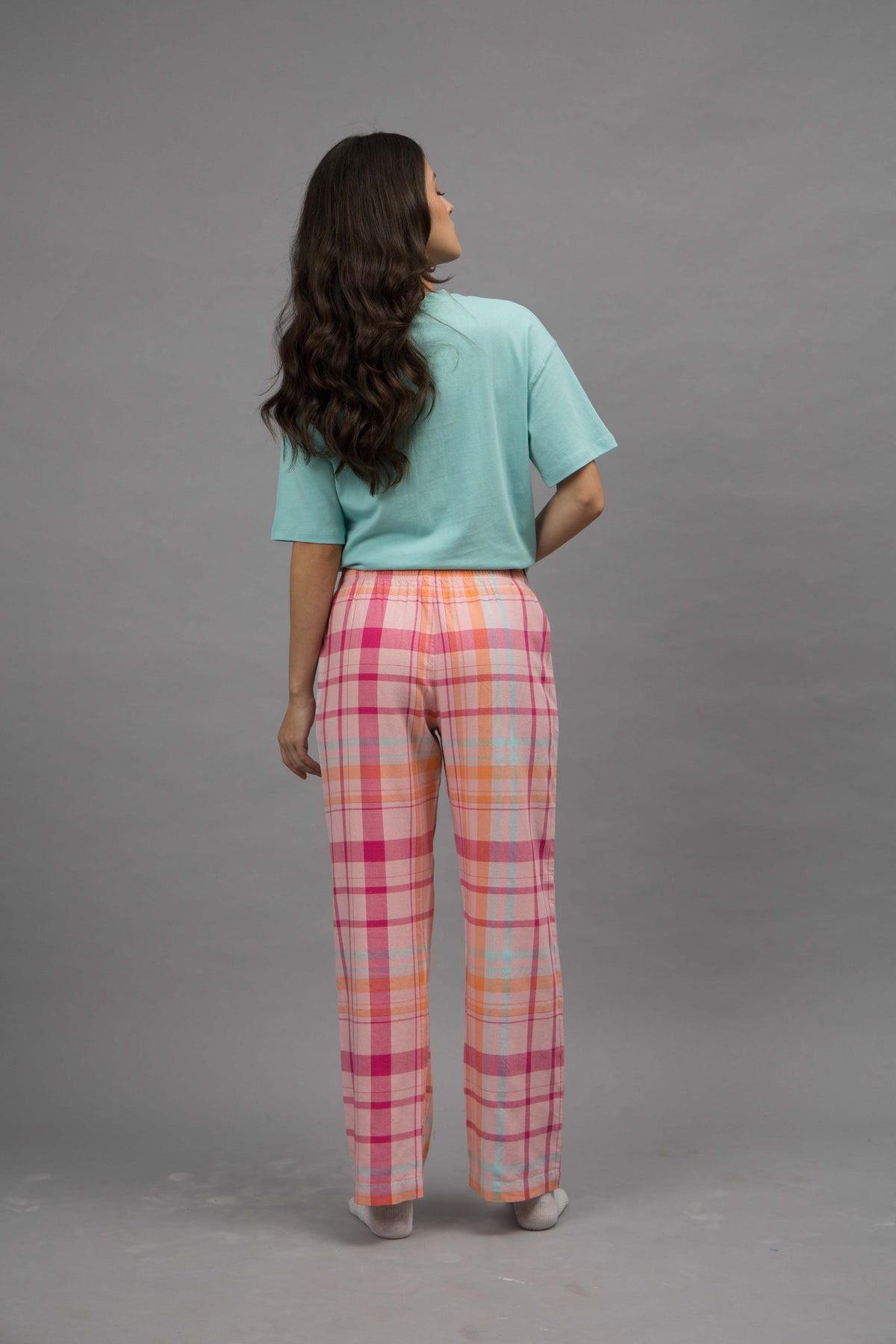 Pink Plaid Straight Pajamas