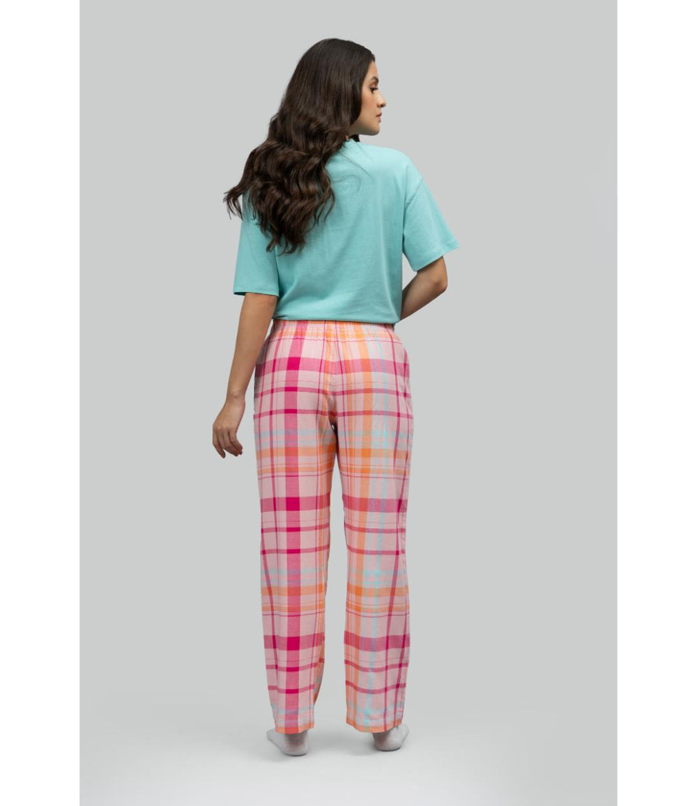 Pink Plaid Party Pajama Set With Foodie Tee